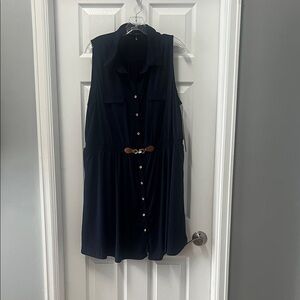 Elegant navy blue short Sleeveless Dress